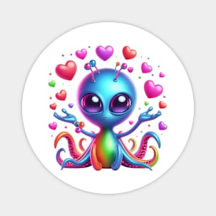 Octopus cute alien with hearts 3D Magnet